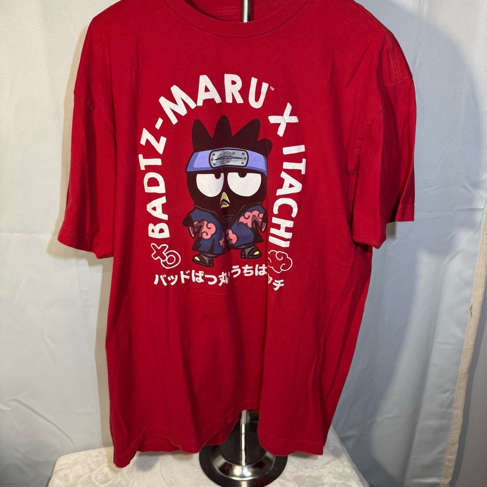 Naruto Shippuden x‎ Hello Kitty Badtz-Maru Itachi Graphic Tee Red XL Anime Shirt